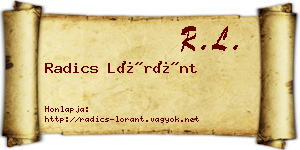 Radics Lóránt névjegykártya