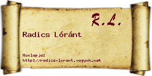 Radics Lóránt névjegykártya